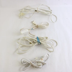 Lot of 4 White 3-Outlet Extension Cords 6 ft to 15 ft