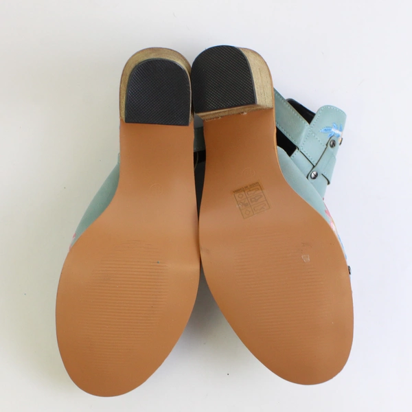 Unbranded Studded Embroidered Floral Chunky Heel Cutout Women's Size 9.5-10