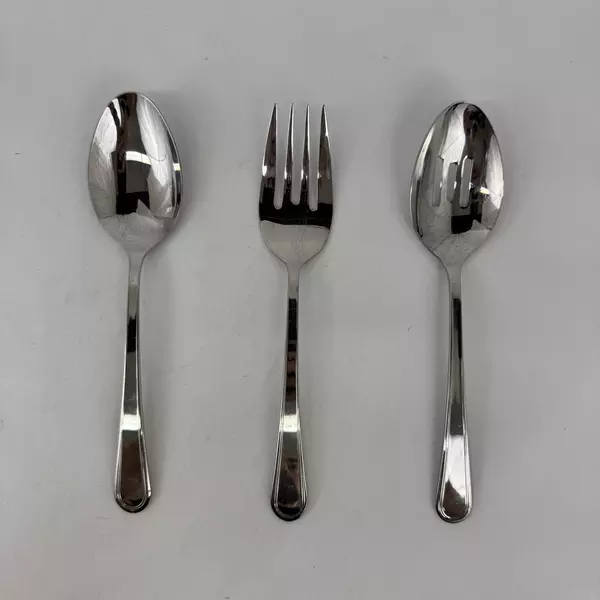 Gourmet Settings 3 Piece 18/10 Stainless Utensil Set 2 Serving Spoons Meat Fork