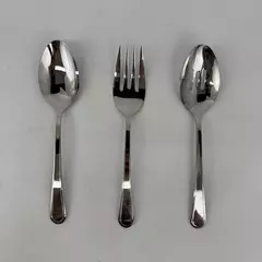 Gourmet Settings 3 Piece 18/10 Stainless Utensil Set 2 Serving Spoons Meat Fork