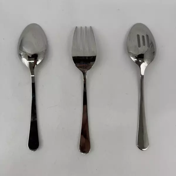 Gourmet Settings 3 Piece 18/10 Stainless Utensil Set 2 Serving Spoons Meat Fork