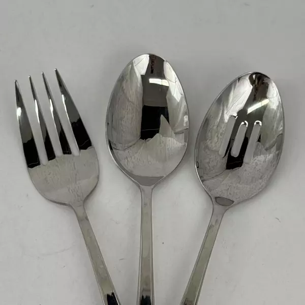 Gourmet Settings 3 Piece 18/10 Stainless Utensil Set 2 Serving Spoons Meat Fork