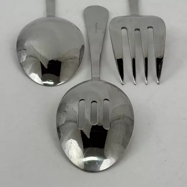 Gourmet Settings 3 Piece 18/10 Stainless Utensil Set 2 Serving Spoons Meat Fork