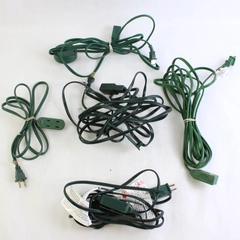 Lot of 5 Green 3-Outlet and 6-Outlet Extension Cords 6ft to 15ft