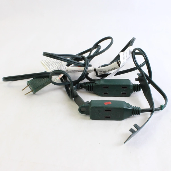 Lot of 5 Green 3-Outlet and 6-Outlet Extension Cords 6ft to 15ft