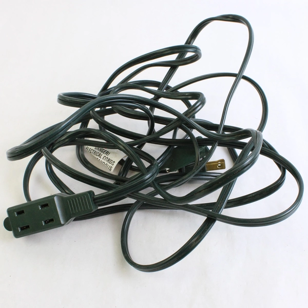 Lot of 5 Green 3-Outlet and 6-Outlet Extension Cords 6ft to 15ft