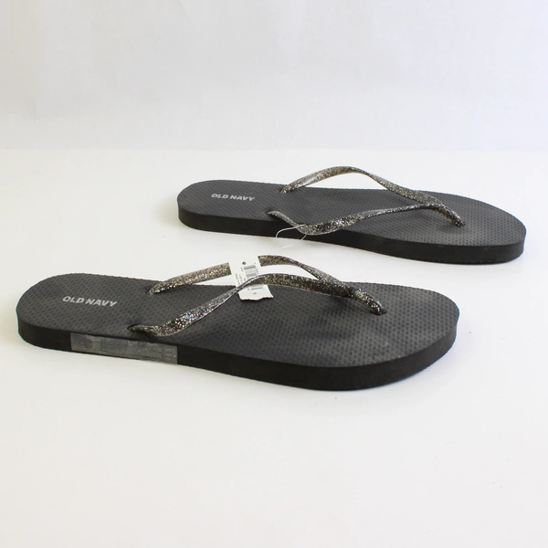 Old Navy Glitter Flip-Flops Black Sole With Glitter Thong Strap Women's Size 9