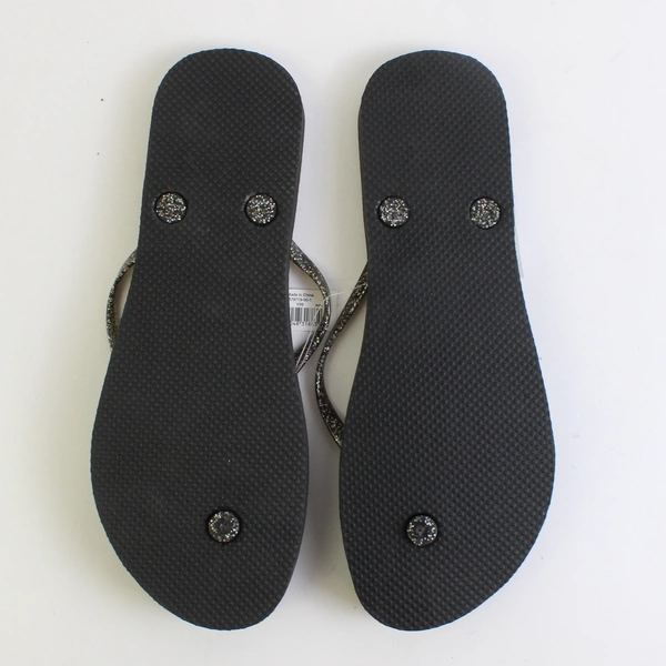 Old Navy Glitter Flip-Flops Black Sole With Glitter Thong Strap Women's Size 9