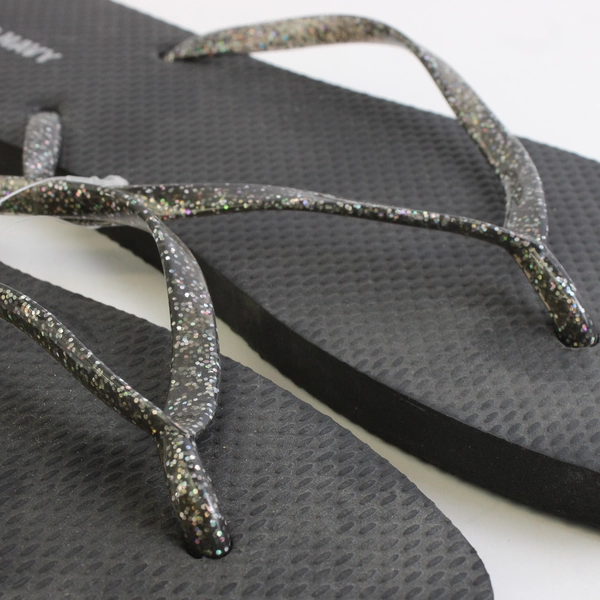 Old Navy Glitter Flip-Flops Black Sole With Glitter Thong Strap Women's Size 9
