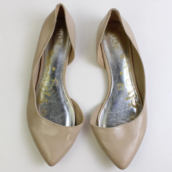 Brash Solid Nude Color Ballet Flat Pointed Toe Dress Shoes Womens Size 11W