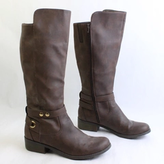 Unbranded Brown Faux Leather Knee High Boots 1.5" Block Heel Womens Size 10