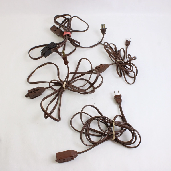 Lot of 8 Brown 3-Outlet Extension Cords 6 ft to 15 ft