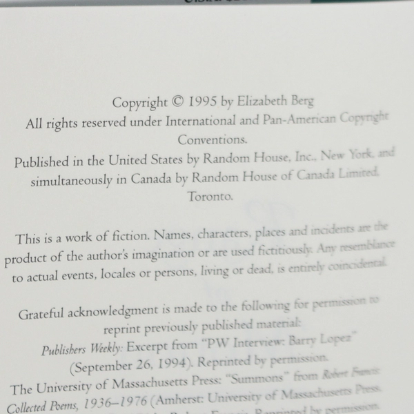 Range of Motion by Elizabeth Berg 1995 Random House Hardcover Book