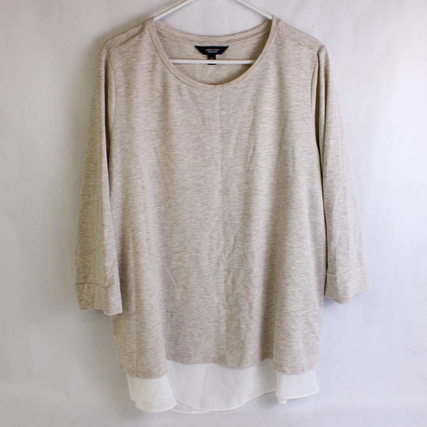Simply Vera by Vera Wang Beige Layered 3/4-Sleeve Top Women's XXL