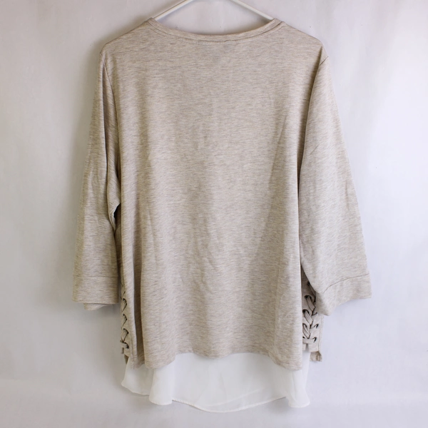 Simply Vera by Vera Wang Beige Layered 3/4-Sleeve Top Women's XXL