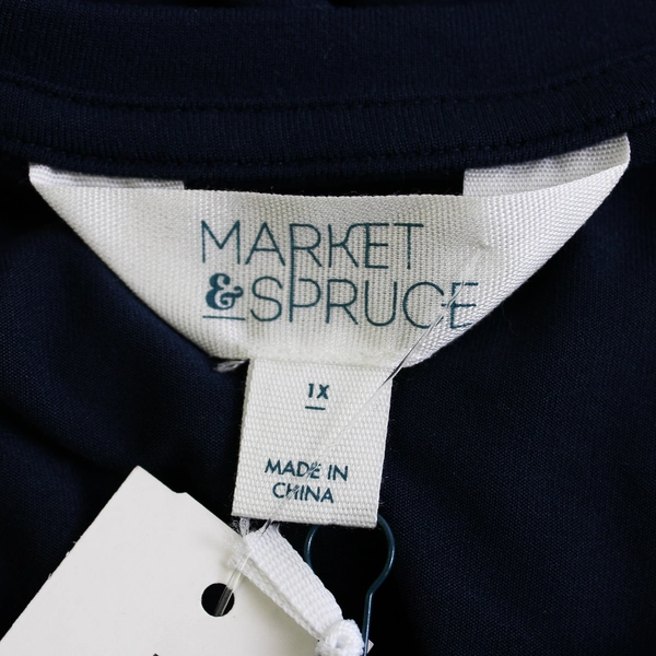 NWT Market & Spruce Dark Blue T-Shirt Dress Women's 1X