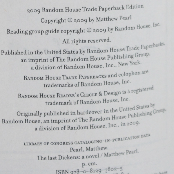 The Last Dickens : A Novel by Matthew Pearl (2009, Trade Paperback)