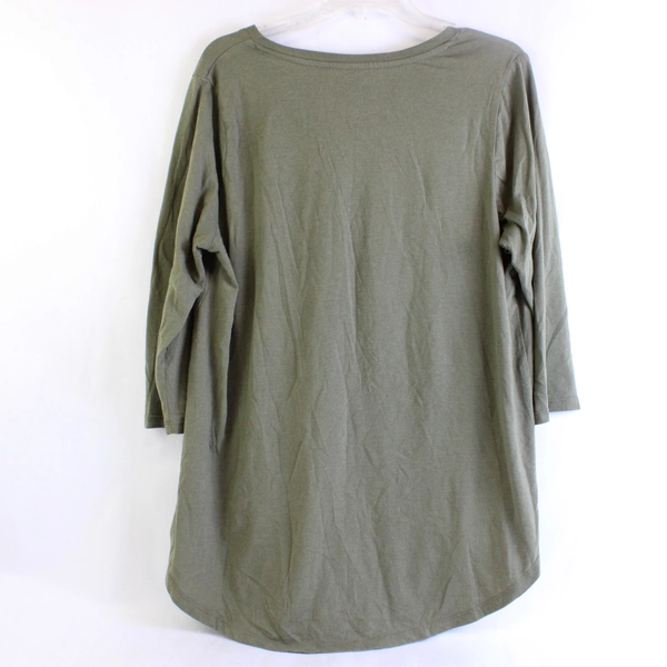 Lane Bryant 3/4-Sleeve Green T-Shirt Gold Grateful Spell Out Women's 14/16