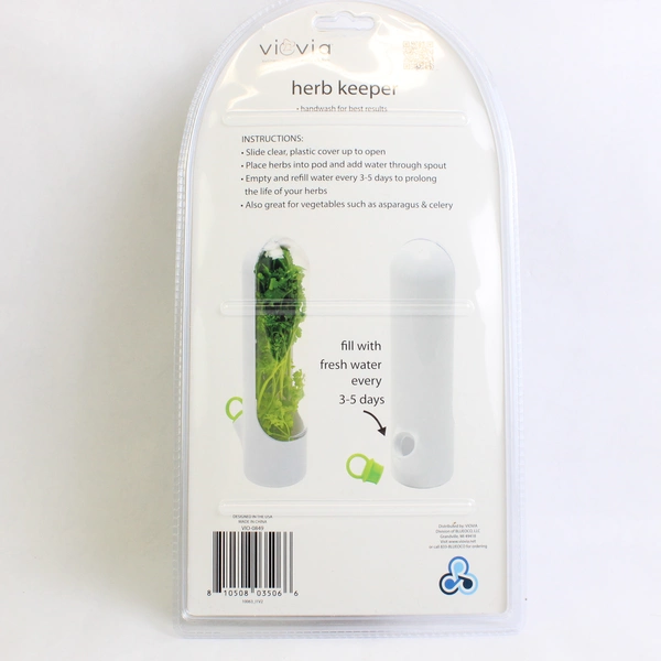 Viovia Herb Keeper White/Clear Plastic Extend The Life Of Herbs & Veggies