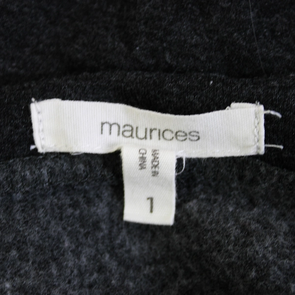 Maurices Charcoal Gray Sweatshirt Zipper Accent Women's Size 1