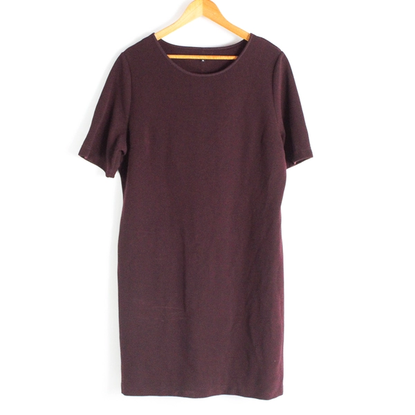 Mario Serrani Dark Merlot Half-Sleeve Knee-Length Shift Dress Women's XL NWT
