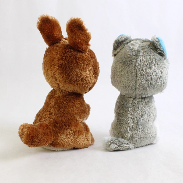 Lot of 2 Ty 7" Plush Animals Kangaroo and Wolf Soft Stuffed Toys