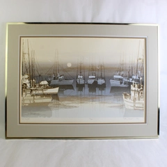 Virgil Thrasher 170/300 Serigraph Signed Framed Triple Matted Boat Seascape MCM