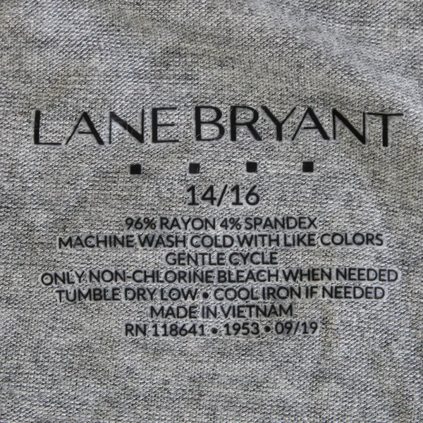 Lane Bryant Gray V-Neck Tank Top Women's Size 14/16