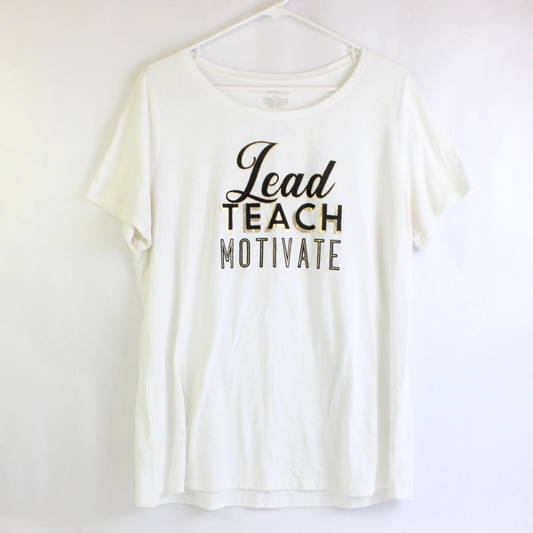 Lane Bryant Lead Teach Motivate White Graphic T-Shirt Women's 14/16
