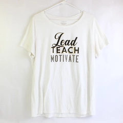 Lane Bryant Lead Teach Motivate White Graphic T-Shirt Women's 14/16