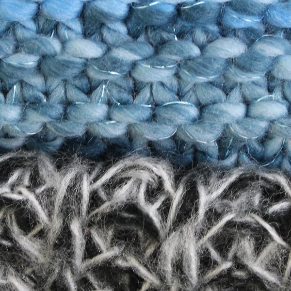 Lot of 2 Women's Knit Loop Scarves Gray and Blue