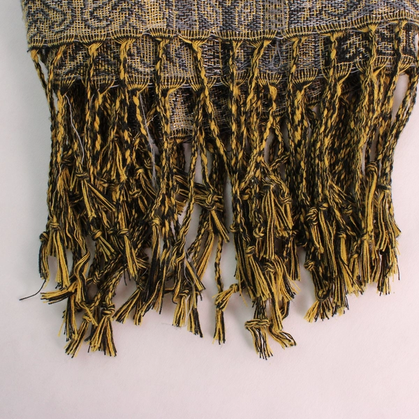 Silver and Gold Floral Paisley Design Scarf With Fringe 27" x 70"