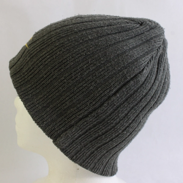 Nike Embroidered Yellow Logo Gray Knit Beanie Hat Adult One Size