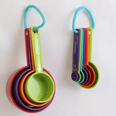 Lot of 11 Farberware Multicolor Nesting Measuring Cups and Spoons