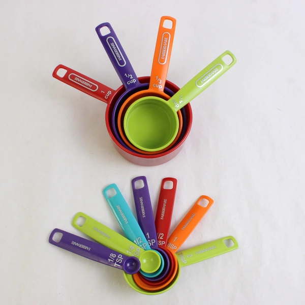 Lot of 11 Farberware Multicolor Nesting Measuring Cups and Spoons
