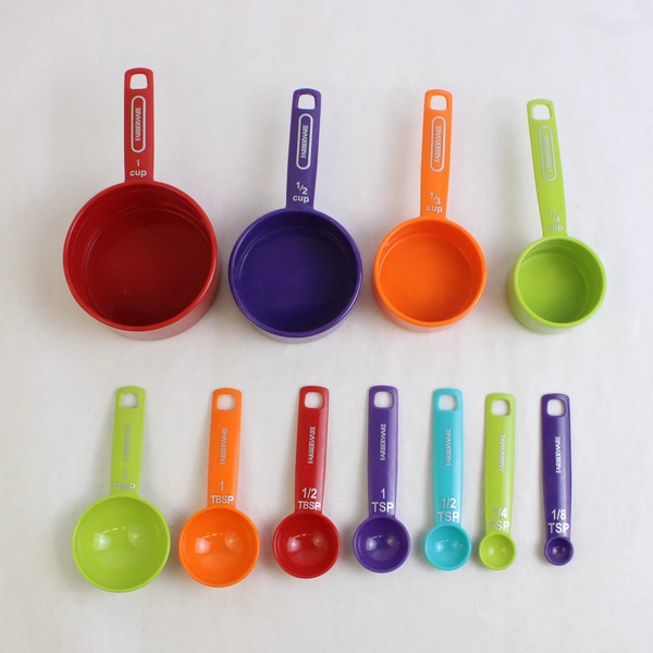 Lot of 11 Farberware Multicolor Nesting Measuring Cups and Spoons