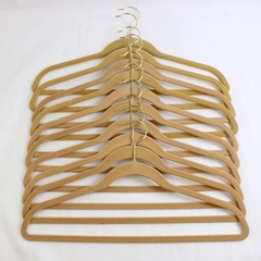 Lot of 10 Beige Felt Clothes Hangers for Tops and Pants