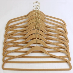 Lot of 10 Beige and Tan Felt Clothes Hangers for Tops and Pants