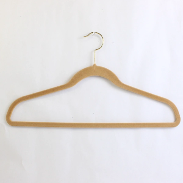 Lot of 10 Beige and Tan Felt Clothes Hangers for Tops and Pants