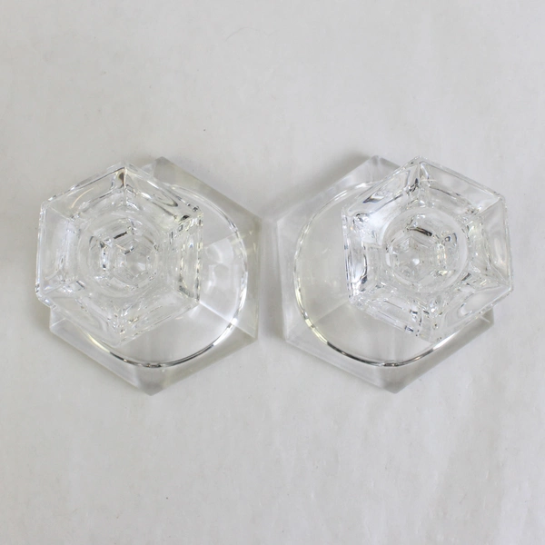 Set Of 2 Matching Unbranded Clear Glass Taper Candle Holder 4.75" Tall Each