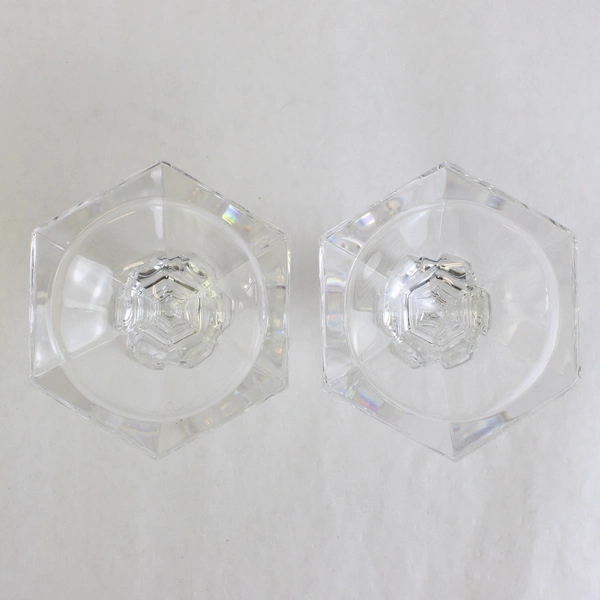 Set Of 2 Matching Unbranded Clear Glass Taper Candle Holder 4.75" Tall Each