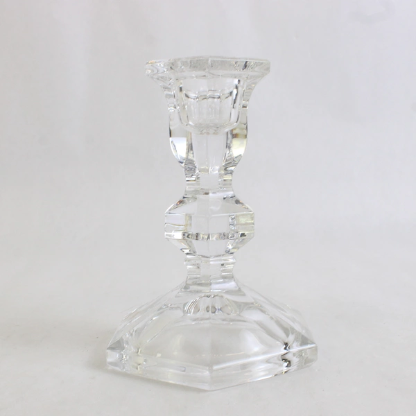 Set Of 2 Matching Unbranded Clear Glass Taper Candle Holder 4.75" Tall Each
