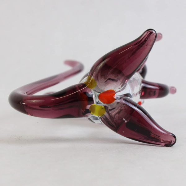 Hand Blown Purple/Clear Glass Mouse Right Facing Art Decor 5.5" Tall