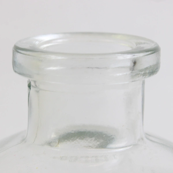 Set Of 2 Unmarked Decorative Embossed Clear Glass 5.25" Tall Bottle/Vases