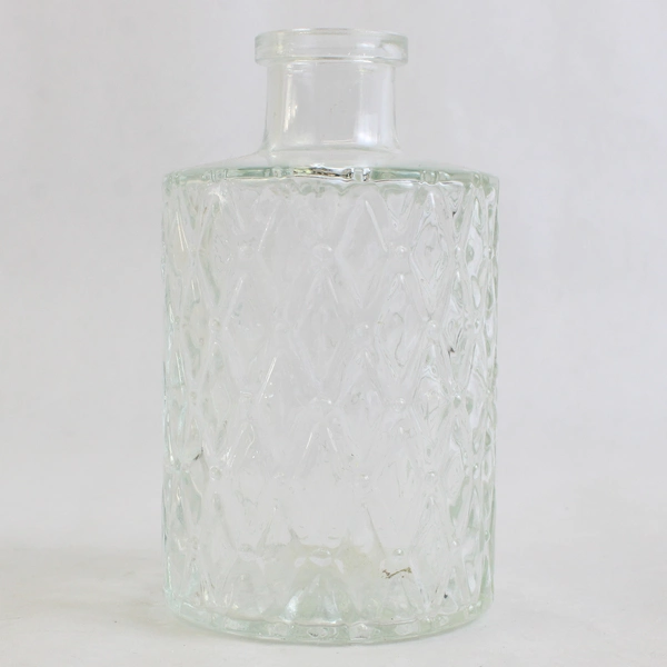 Unbranded/marked Quilt Embossed Decorative Clear Glass Bottle/Vases 4.25" Tall