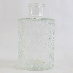 Unbranded/marked Quilt Embossed Decorative Clear Glass Bottle/Vases 4.25" Tall