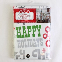 Walmart Holiday Time Vinyl Tablecloth Round 70" Diameter 2019