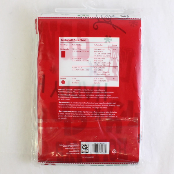 Walmart Holiday Time Vinyl Tablecloth Round 70" Diameter 2019