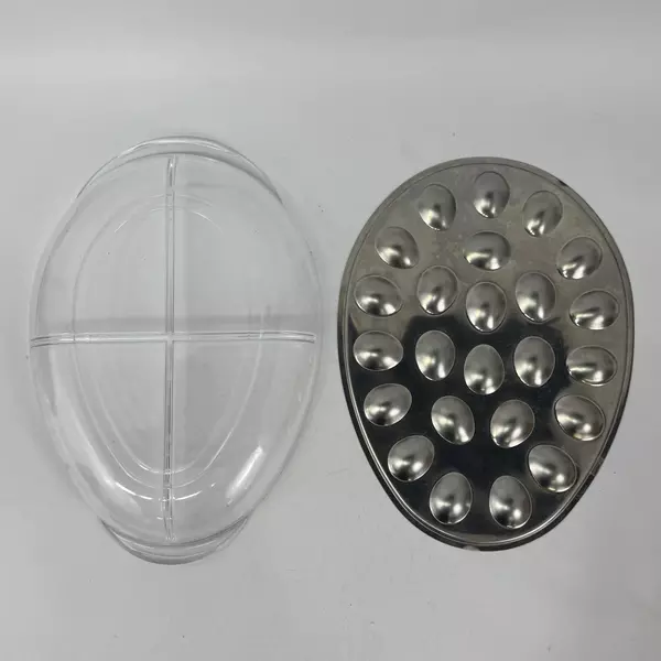 Aluminum and Plastic Deviled Egg Chiller Tray Holds 23 Deviled Egg Pieces