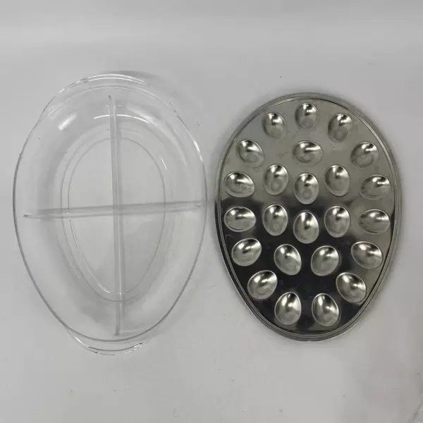 Aluminum and Plastic Deviled Egg Chiller Tray Holds 23 Deviled Egg Pieces